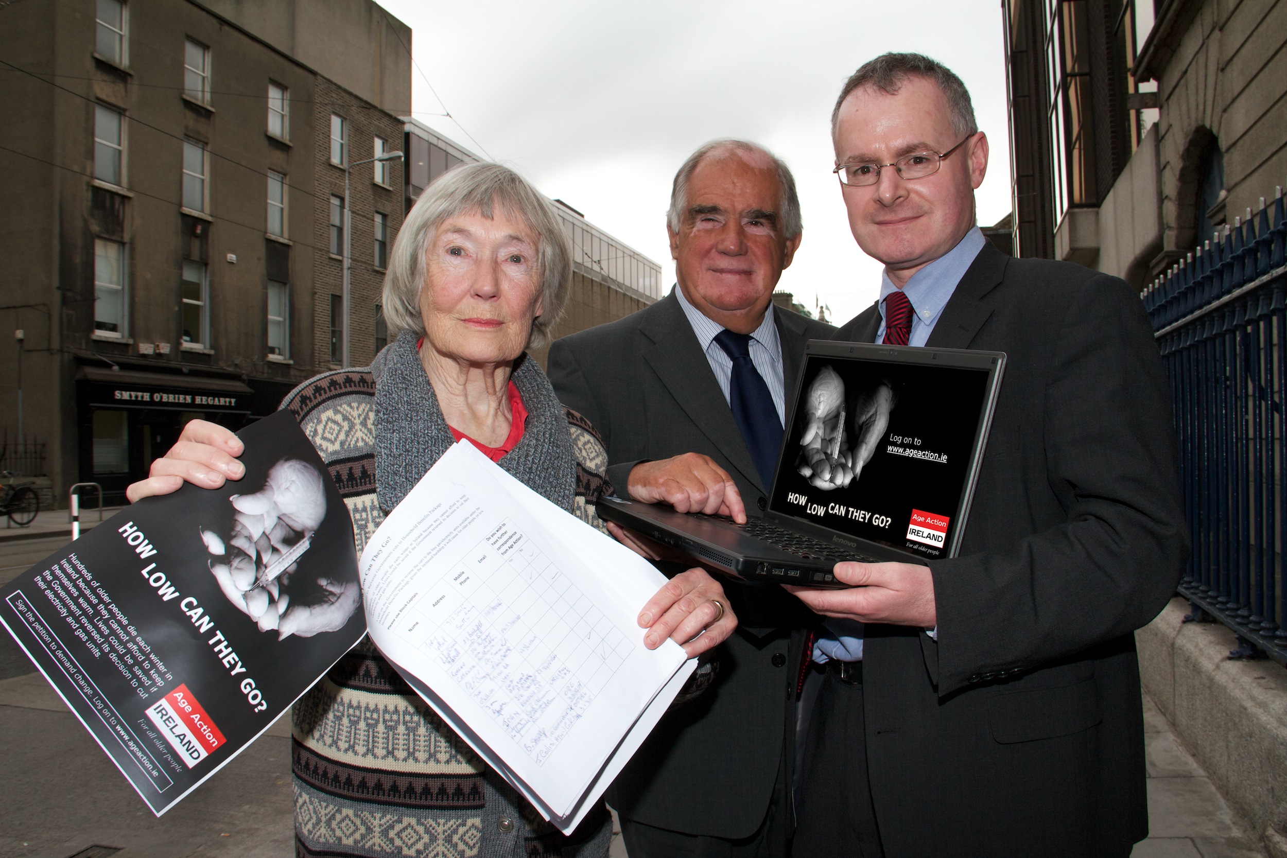 Pictured at the Age Action appeal were left to right:  Beth Noonan, Blackrock  Robin Webster, Chief Executive of Age Action Ireland. Eamon Timmins, Head of Advocacy and Communications.